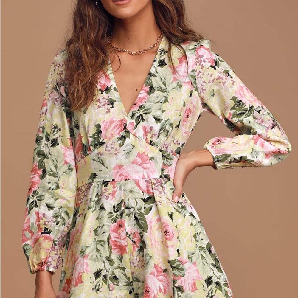Maribelle White Floral Print Long Sleeve‎ Romper